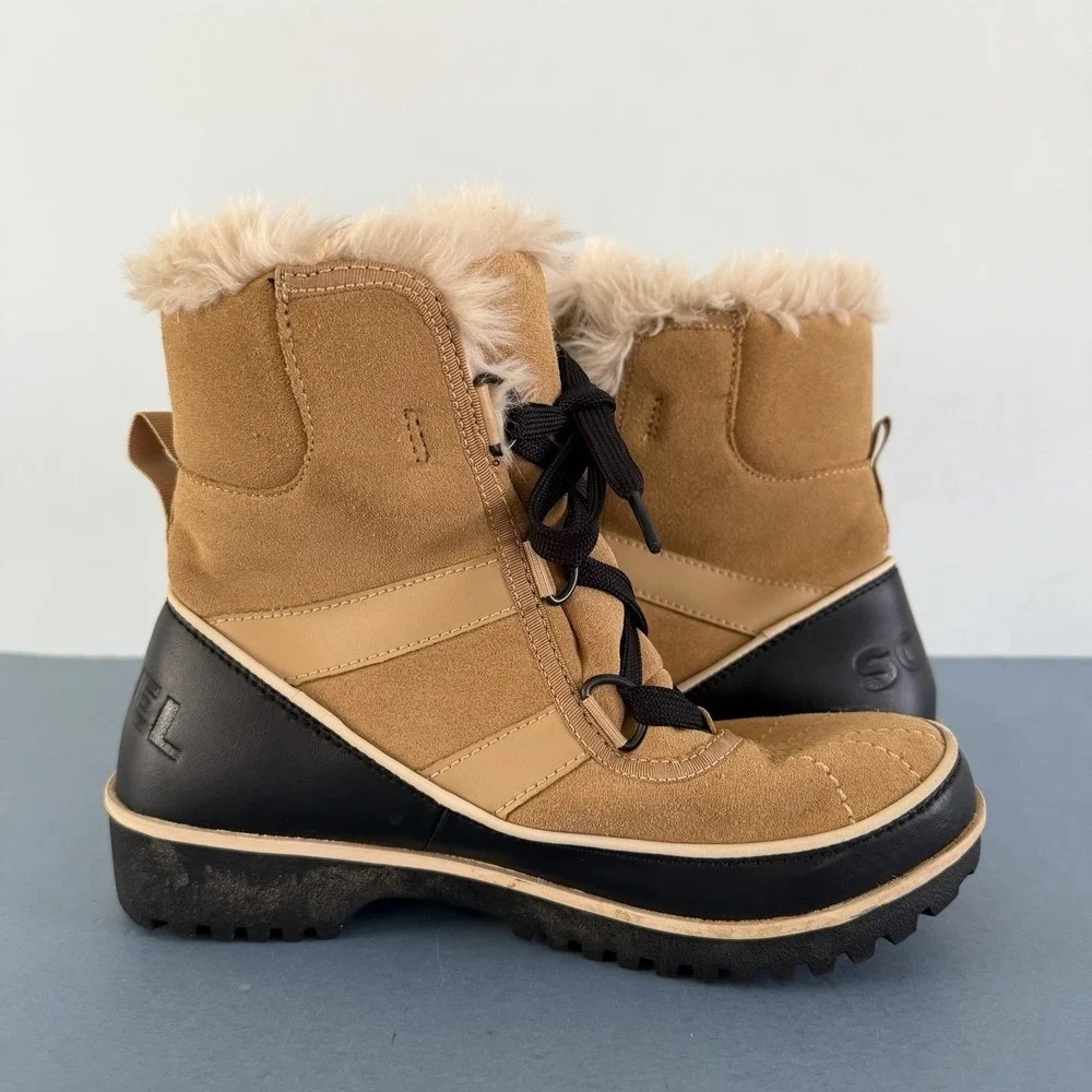 Sorel‎ Tivoli II Curry Tan Suede Faux Fur Lined Waterproof Winter Snow Boots